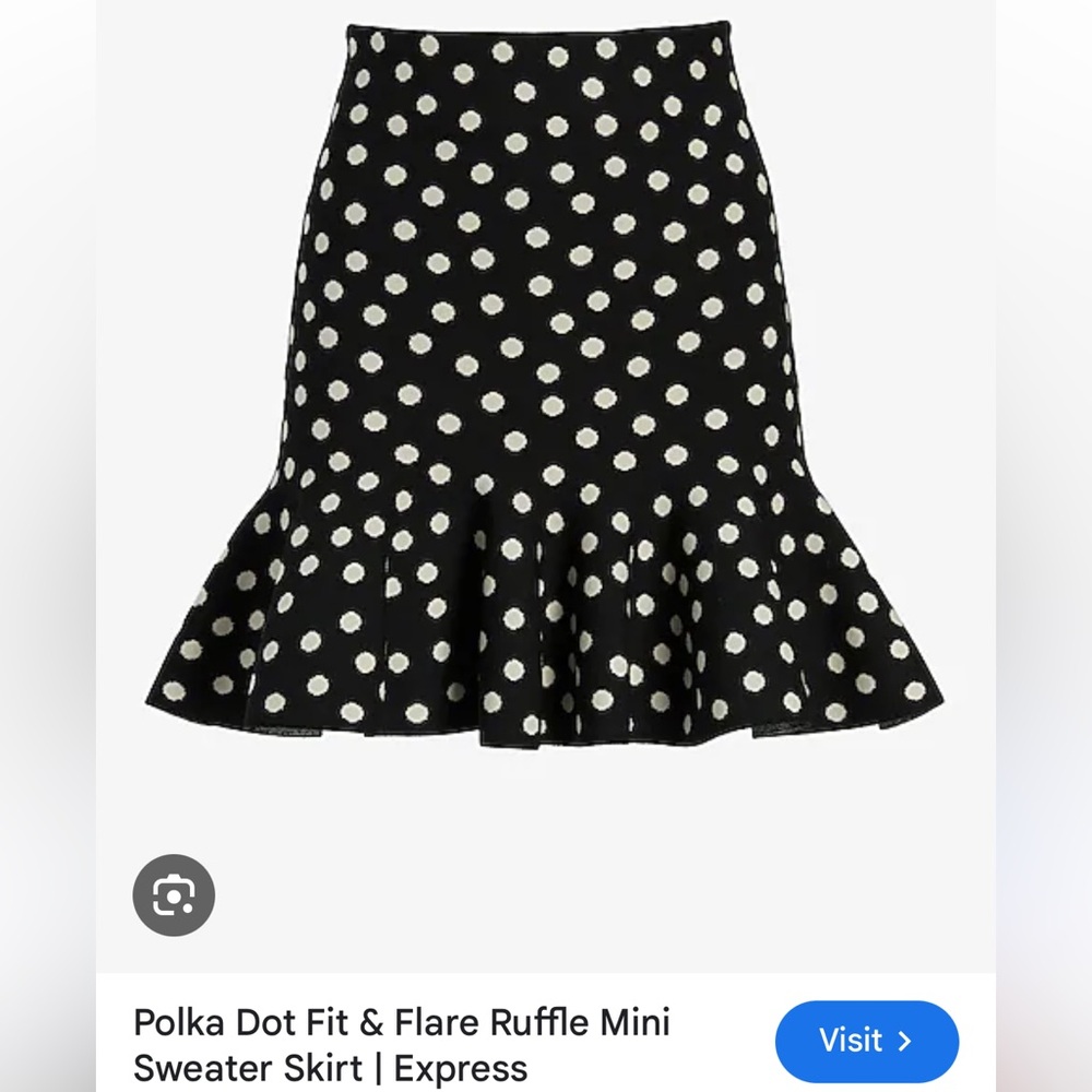 NWT Express Polka Dot Fit And Flare Ruffle Mini Sweater Skirt size S